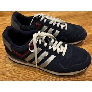 Adidas RUNEO 10K Men's Suede Blue Silver Red Retro Sneakers Sz‎ 12